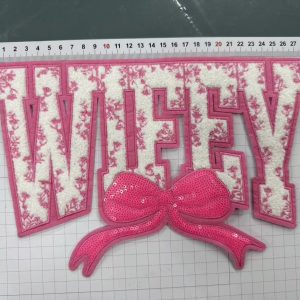 Wifey pink big patches(iron on clothes and bags)